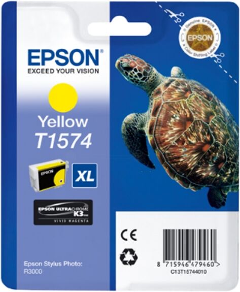 Epson Original Epson T1574 / C 13 T 15744010 Tintenpatrone gelb, Inhalt: 25 ml - ersetzt Epson T1574 / C13T15744010 Druckerpatrone