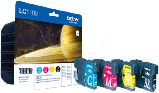 Brother Original Brother DCP-6690 CW Tintenpatrone (LC-1100 VAL BP) multicolor Multipack (4 St.), Inhalt: 450pg + 3x325pg, 9.5ml+3x7.5ml