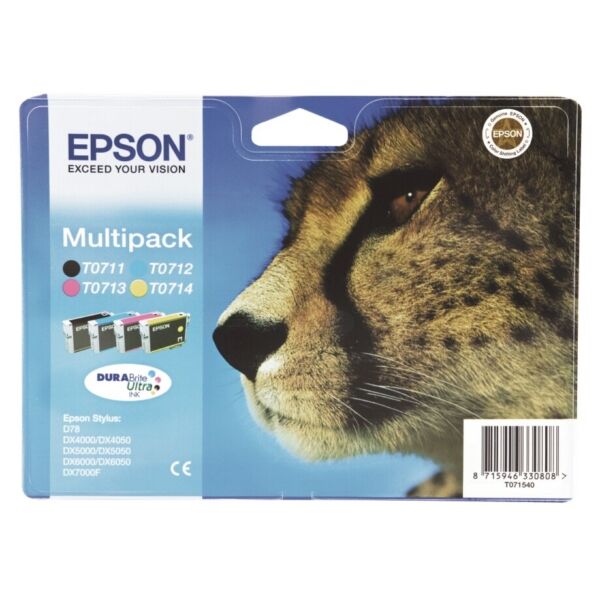 Epson Original Epson Stylus SX 410 Tintenpatrone (T0715 / C 13 T 07154010) multicolor Multipack (4 St.), Inhalt: 7,4ml+3x5,5ml