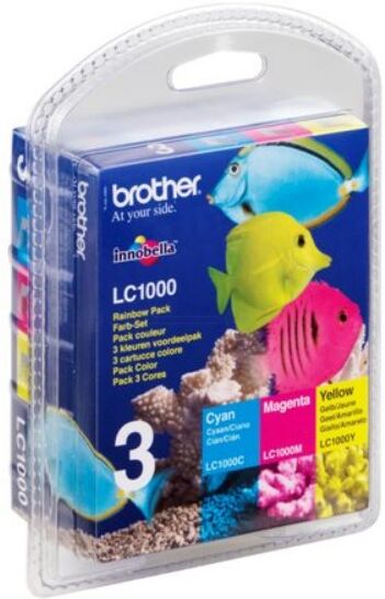 Brother Original Brother DCP-680 CN Tintenpatrone (LC-1000 RBW BP) multicolor Multipack (3 St.), 400 Seiten, 8,0 Rp pro Seite, Inhalt: 6 ml