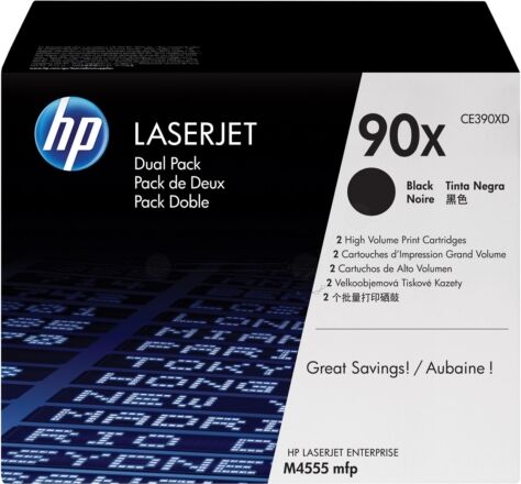 HP Original HP LaserJet Enterprise M 4500 Series Toner (90X / CE 390 XD) schwarz Multipack (2 St.), 24.000 Seiten, 2,37 Rp pro Seite