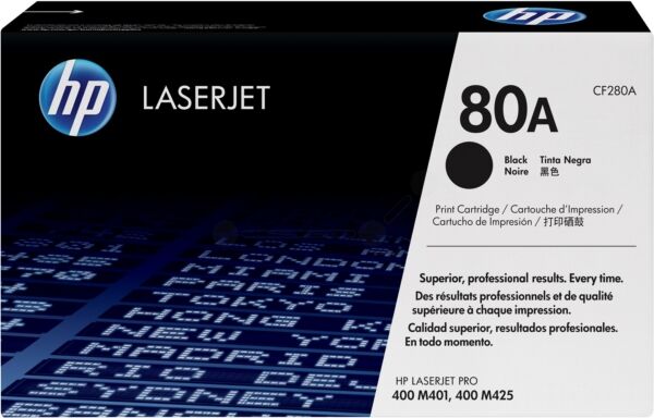 HP Original HP LaserJet Pro 400 M 401 dne Toner (80A / CF 280 A) schwarz, 2.700 Seiten, 4,12 Rp pro Seite