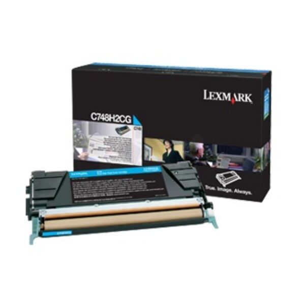 Lexmark Original Lexmark C 748 E Toner (C748H2CG) cyan, 10.000 Seiten, 3,18 Rp pro Seite - ersetzt Tonerkartusche C748H2CG für Lexmark C 748E