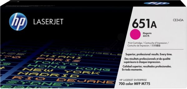 HP Original HP 651A / CE 343 A Toner magenta, 16.000 Seiten, 2,94 Rp pro Seite - ersetzt HP 651A / CE343A Tonerkartusche