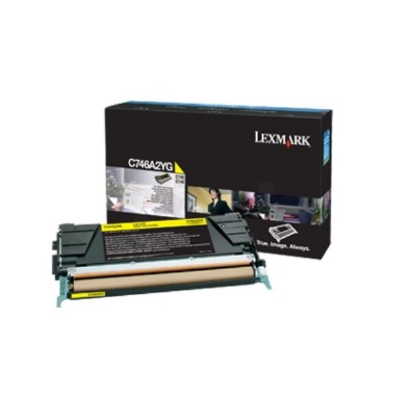 Lexmark Original Lexmark C 748 DE Toner (C746A2YG) gelb, 7.000 Seiten, 4,96 Rp pro Seite - ersetzt Tonerkartusche C746A2YG für Lexmark C 748DE