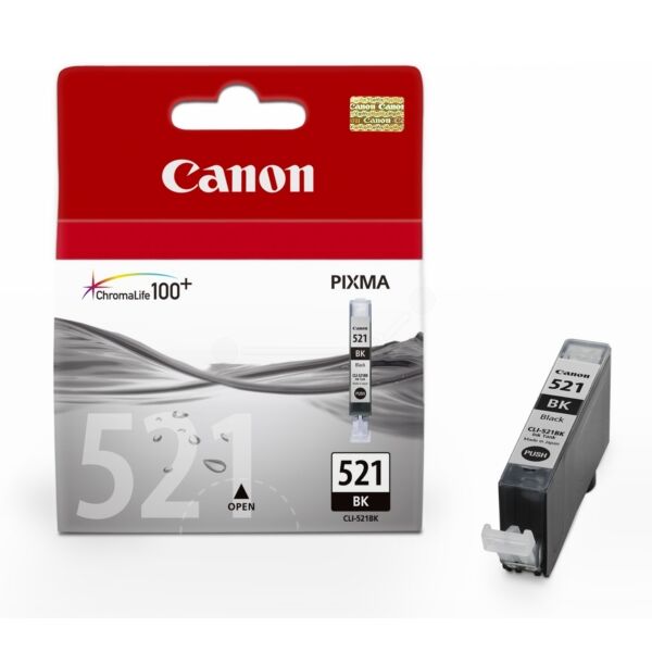 Canon Original Canon Pixma IP 4600 X Tintenpatrone (CLI-521 BK / 2933 B 001) photoschwarz, 1.250 Seiten, 1,0 Rp pro Seite, Inhalt: 9 ml