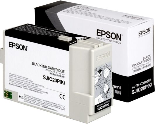 Epson Original Epson C 33 S0 20490 / SJIC-20-P-(K) Tintenpatrone schwarz, Inhalt: 78 ml - ersetzt Epson C33S020490 / SJIC20P(K) Druckerpatrone