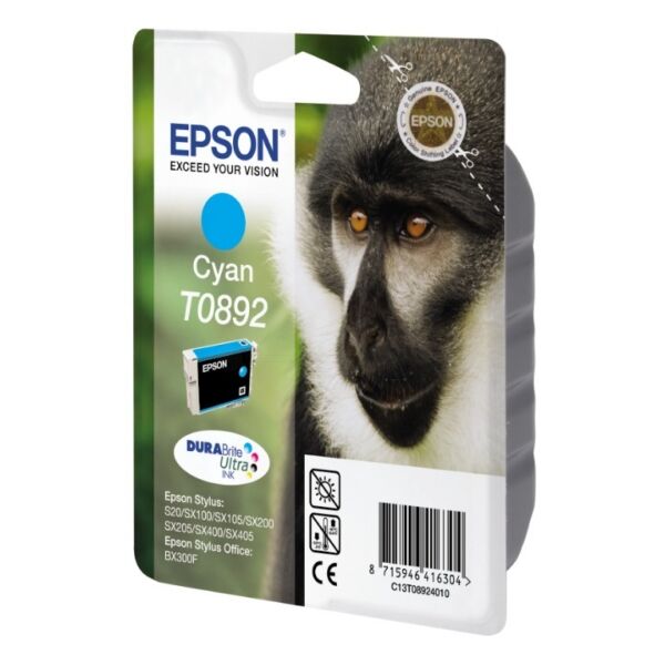 Epson Original Epson Stylus SX 410 Tintenpatrone (T0892 / C 13 T 08924011) cyan, 170 Seiten, 4,91 Rp pro Seite, Inhalt: 3 ml