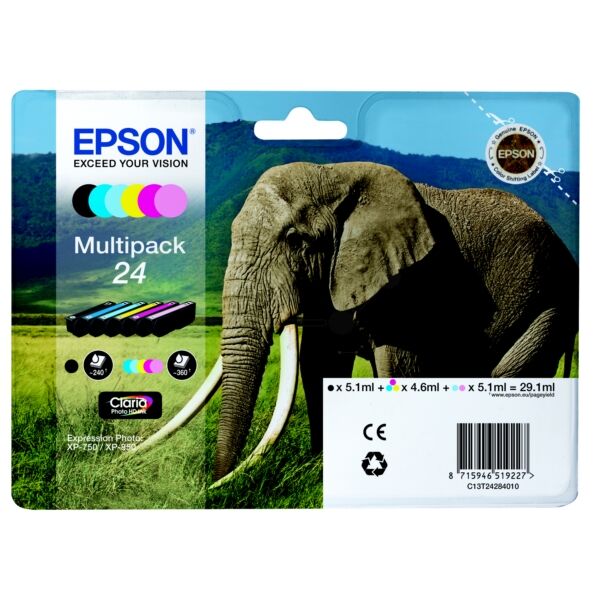 Epson Original Epson Expression Photo XP-850 Tintenpatrone (24 / C 13 T 24284010) multicolor Multipack (6 St.), 360 Seiten, 18,32 Rp pro Seite
