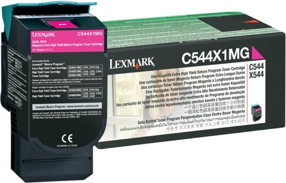 Lexmark Original Lexmark X 544 N Toner (C544X1MG) magenta, 4.000 Seiten, 4,63 Rp pro Seite - ersetzt Tonerkartusche C544X1MG für Lexmark X 544N