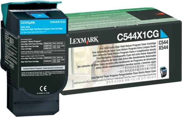 Lexmark Original Lexmark Optra C 544 DW Toner (C544X1CG) cyan, 4.000 Seiten, 0,68 Rp pro Seite - ersetzt Tonerkartusche C544X1CG für Lexmark Optra C 544DW