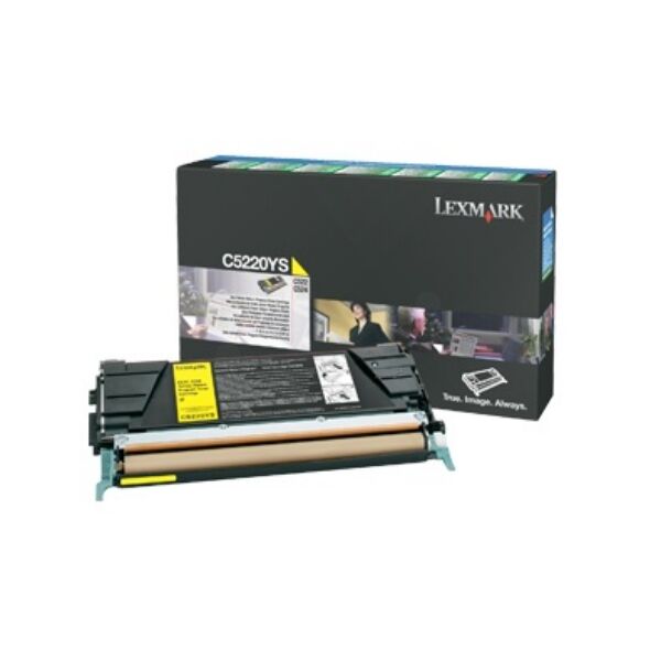 Lexmark Original Lexmark C 520 N Toner (C5220YS) gelb, 3.000 Seiten, 5,62 Rp pro Seite - ersetzt Tonerkartusche C5220YS für Lexmark C 520N