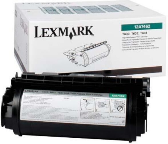 Lexmark Original Lexmark T 630 DN Toner (12A7462) schwarz, 21.000 Seiten, 1,23 Rp pro Seite - ersetzt Tonerkartusche 12A7462 für Lexmark T 630DN