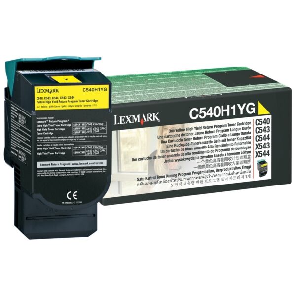 Lexmark Original Lexmark X 548 DE Toner (C540H1YG) gelb, 2.000 Seiten, 3,34 Rp pro Seite - ersetzt Tonerkartusche C540H1YG für Lexmark X 548DE