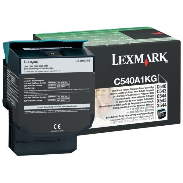 Lexmark Original Lexmark X 544 DN Toner (C540A1KG) schwarz, 1.000 Seiten, 6,99 Rp pro Seite - ersetzt Tonerkartusche C540A1KG für Lexmark X 544DN