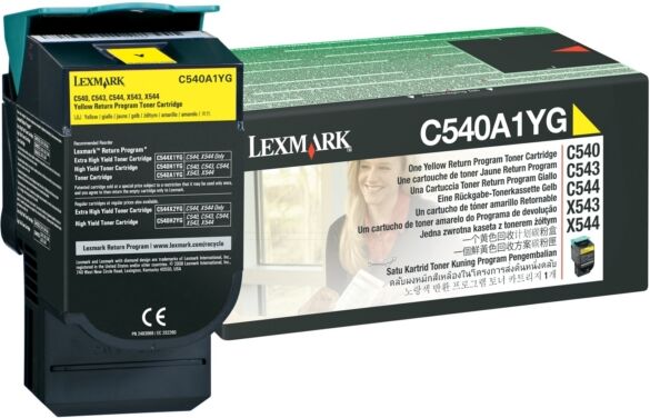 Lexmark Original Lexmark Optra C 540 N Toner (C540A1YG) gelb, 1.000 Seiten, 8,94 Rp pro Seite - ersetzt Tonerkartusche C540A1YG für Lexmark Optra C 540N