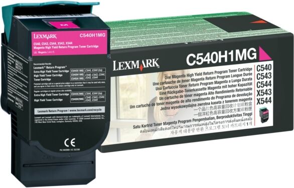 Lexmark Original Lexmark X 548 DTE Toner (C540H1MG) magenta, 2.000 Seiten, 5,26 Rp pro Seite - ersetzt Tonerkartusche C540H1MG für Lexmark X 548DTE