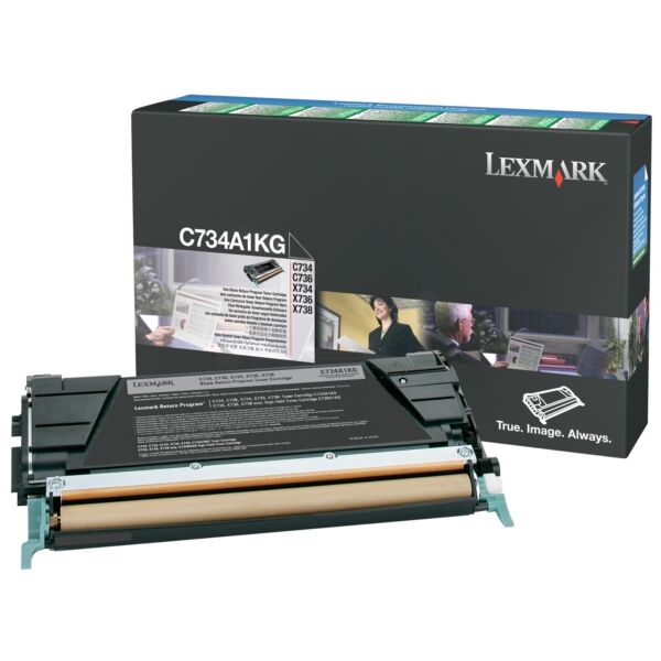 Lexmark Original Lexmark C 736 DTN Toner (C734A1KG) schwarz, 8.000 Seiten, 1,99 Rp pro Seite - ersetzt Tonerkartusche C734A1KG für Lexmark C 736DTN