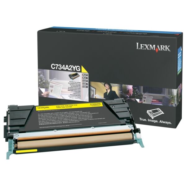 Lexmark Original Lexmark Optra C 736 DTN Toner (C734A1YG) gelb, 6.000 Seiten, 4,65 Rp pro Seite - ersetzt Tonerkartusche C734A1YG für Lexmark Optra C 736DTN