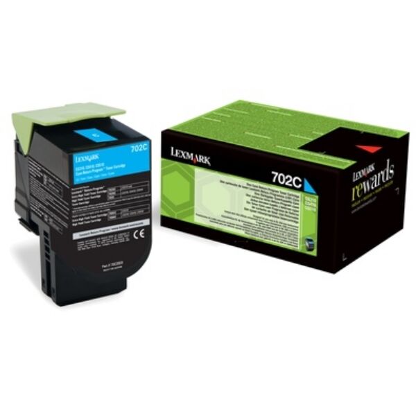 Lexmark Original Lexmark CS 510 de Toner (702C / 70C20C0) cyan, 1.000 Seiten, 6,87 Rp pro Seite - ersetzt Tonerkartusche 702C / 70C20C0 für Lexmark CS 510de