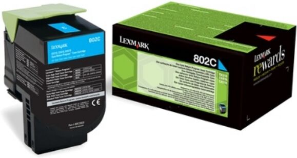 Lexmark Original Lexmark CX 310 n Toner (802C / 80C20C0) cyan, 1.000 Seiten, 6,78 Rp pro Seite - ersetzt Tonerkartusche 802C / 80C20C0 für Lexmark CX 310n