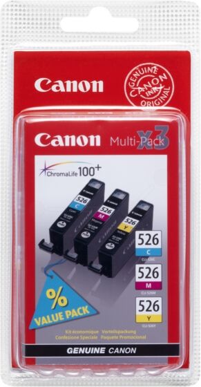 Canon Original Canon Pixma MG 6150 Tintenpatrone (CLI-526 / 4541 B 012) multicolor Multipack (3 St.), Inhalt: 9 ml