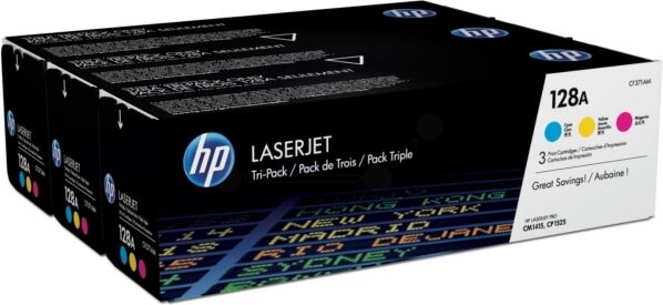 HP Original HP LaserJet Pro CM 1410 Series Toner (128A / CF 371 AM) multicolor Multipack (3 St.), 1.300 Seiten, 15,3 Rp pro Seite