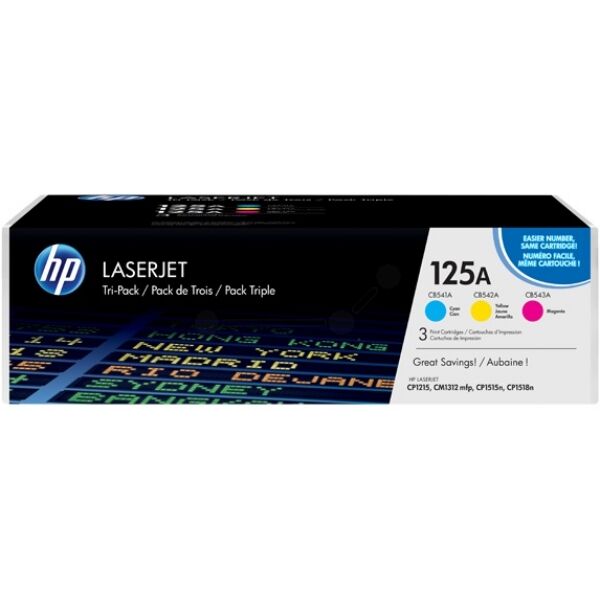 HP Original HP Color LaserJet CM 1312 CB MFP Toner (125A / CF 373 AM) multicolor Multipack (3 St.), 1.400 Seiten, 15,67 Rp pro Seite