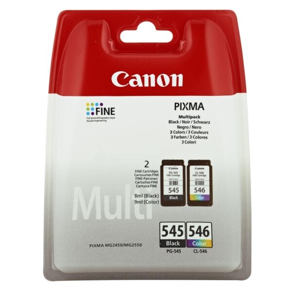 Canon Original Canon Pixma MG 2455 Tintenpatrone (PG-545 CL 546 / 8287 B 005) multicolor Multipack (2 St.), 180 Seiten, 18,08 Rp pro Seite