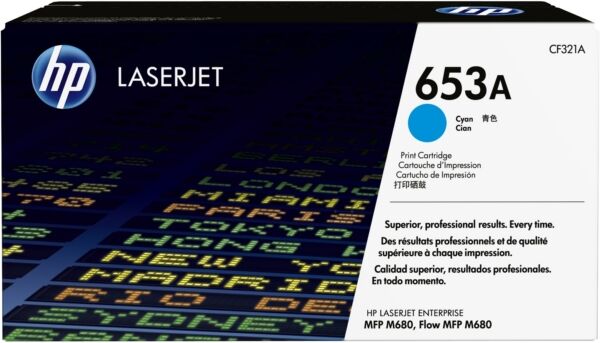 HP Original HP Color LaserJet Enterprise MFP M 680 Toner (653A / CF 321 A) cyan, 16.500 Seiten, 2,02 Rp pro Seite