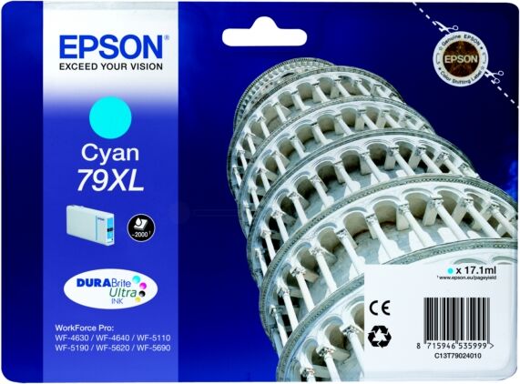 Epson Original Epson C 13 T 79024010 / 79XL Tintenpatrone cyan, 2.000 Seiten, 1,8 Rp pro Seite, Inhalt: 17 ml