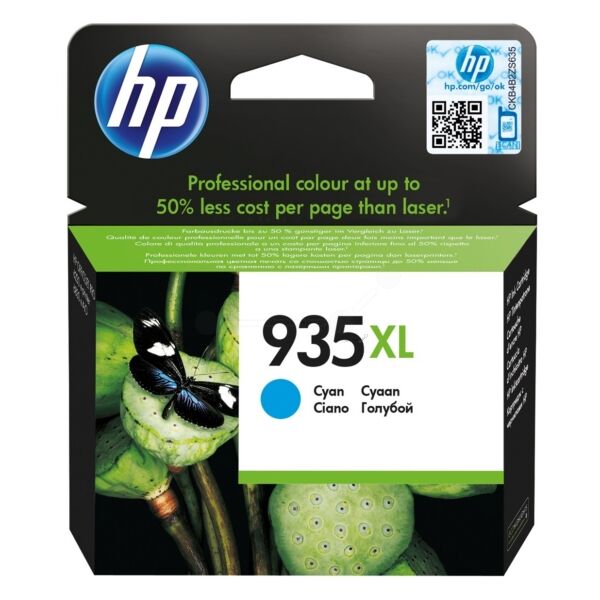 HP Original HP 935XL / C2P24AE Tintenpatrone cyan, 825 Seiten, 2,39 Rp pro Seite, Inhalt: 9 ml - ersetzt HP 935XL / C2P24AE Druckerpatrone
