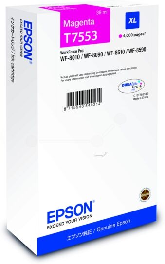 Epson Original Epson WorkForce Pro WF-8590 DTWFC Tintenpatrone (T7553 / C 13 T 755340) magenta, 4.000 Seiten, 1,77 Rp pro Seite, Inhalt: 39 ml