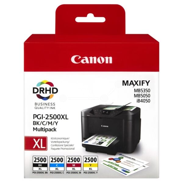 Canon Original Canon Maxify MB 5400 Series Tintenpatrone (PGI-2500 XLBKCMY / 9254 B 004) multicolor Multipack (4 St.), Inhalt: 70,9ml + 3x19,3ml