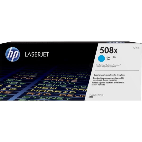 HP Original HP Color LaserJet Enterprise M 553 Series Toner (508X / CF 361 X) cyan, 9.500 Seiten, 3,5 Rp pro Seite