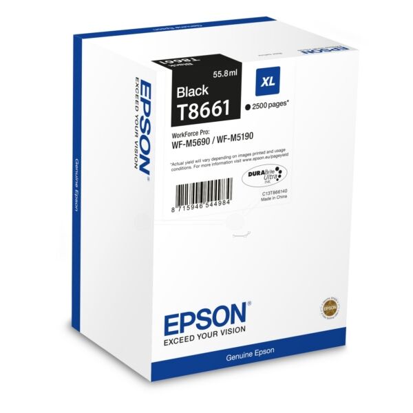 Epson Original Epson T8661 / C 13 T 866140 Tintenpatrone schwarz, 2.500 Seiten, 2,33 Rp pro Seite, Inhalt: 55 ml