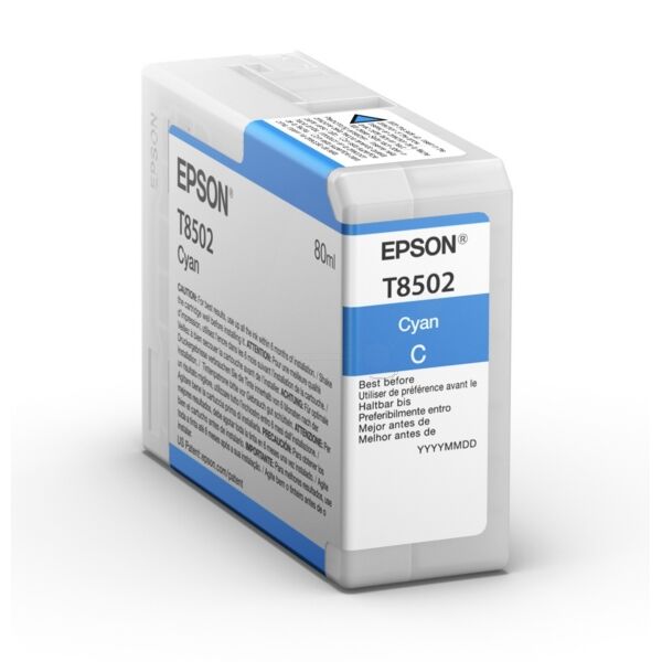 Epson Original Epson T8502 / C 13 T 850200 Tintenpatrone cyan, Inhalt: 80 ml - ersetzt Epson T8502 / C13T850200 Druckerpatrone