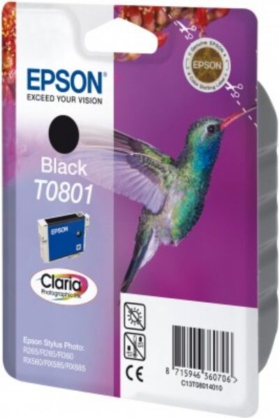 Epson Original Epson Stylus Photo P 50 Tintenpatrone (T0801 / C 13 T 08014010) schwarz, 330 Seiten, 4,39 Rp pro Seite, Inhalt: 7 ml