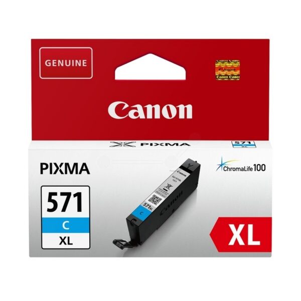 Canon Original Canon Pixma TS 6050 Series Tintenpatrone (CLI-571 CXL / 0332 C 001) cyan, 680 Seiten, 2,32 Rp pro Seite, Inhalt: 11 ml