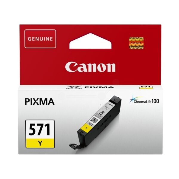 Canon Original Canon Pixma TS 8052 Tintenpatrone (CLI-571 Y / 0388 C 001) gelb, 323 Seiten, 3,78 Rp pro Seite, Inhalt: 7 ml