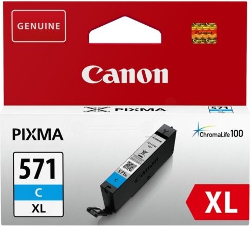 Canon Original Canon Pixma TS 6020 white Tintenpatrone (CLI-571 CXL / 0332 C 004) cyan, 680 Seiten, 2,81 Rp pro Seite, Inhalt: 11 ml