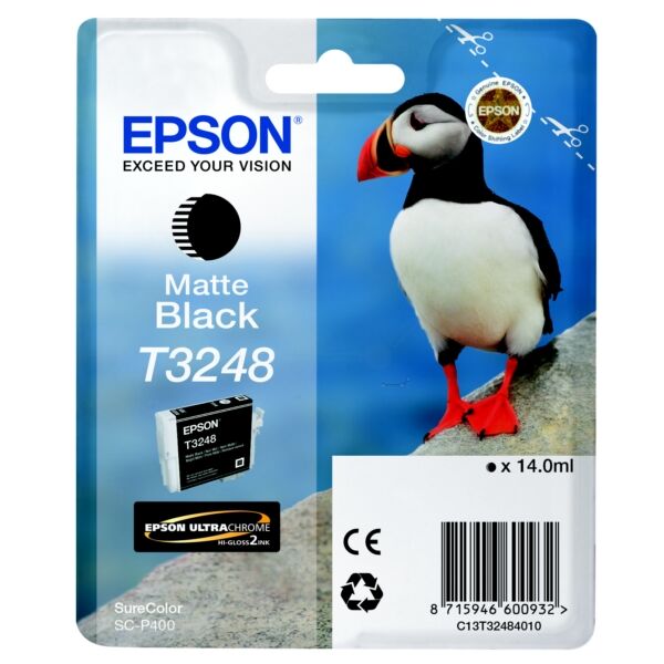 Epson Original Epson C 13 T 32484010 / T3248 Tintenpatrone mattschwarz, 650 Seiten, 2,3 Rp pro Seite, Inhalt: 14 ml
