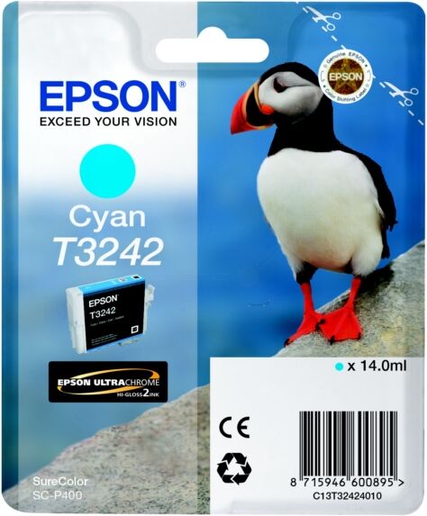 Epson Original Epson T3242 / C 13 T 32424010 Tintenpatrone cyan, 980 Seiten, 1,53 Rp pro Seite, Inhalt: 14 ml