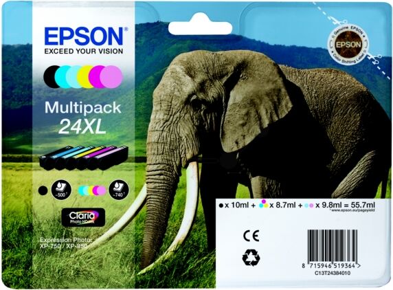 Epson Original Epson 24XL / C 13 T 24384011 Tintenpatrone multicolor Multipack (6 St.), 740 Seiten, 14,44 Rp pro Seite