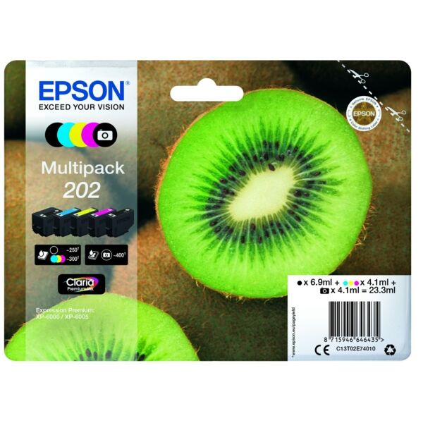 Epson Original Epson Expression Premium XP-6100 Series Tintenpatrone (202 / C 13 T 02E74010) multicolor Multipack (5 St.), Inhalt: 6,9ml + 4x4,1ml