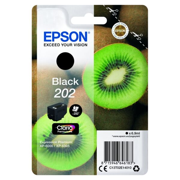 Epson Original Epson C 13 T 02E14010 / 202 Tintenpatrone schwarz, 250 Seiten, 6,04 Rp pro Seite, Inhalt: 6 ml