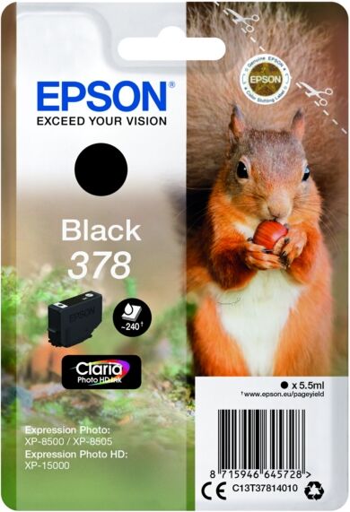 Epson Original Epson Expression Photo XP-8600 Series Tintenpatrone (378 / C 13 T 37814020) schwarz, Inhalt: 5 ml