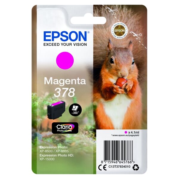 Epson Original Epson Expression Photo XP-8500 Series Tintenpatrone (378 / C 13 T 37834010) magenta, 360 Seiten, 2,97 Rp pro Seite, Inhalt: 4 ml