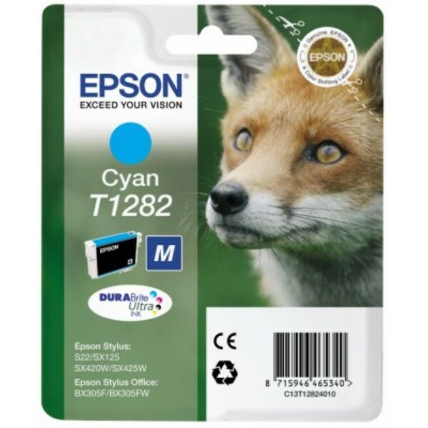 Epson Original Epson Stylus SX 235 W Tintenpatrone (T1282 / C 13 T 12824012) cyan, 175 Seiten, 6,03 Rp pro Seite, Inhalt: 3 ml