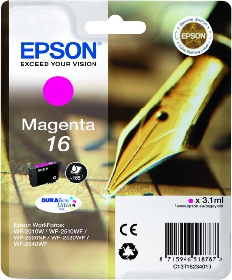 Epson Original Epson WorkForce WF-2510 WF Tintenpatrone (16 / C 13 T 16234012) magenta, 165 Seiten, 5,94 Rp pro Seite, Inhalt: 3 ml